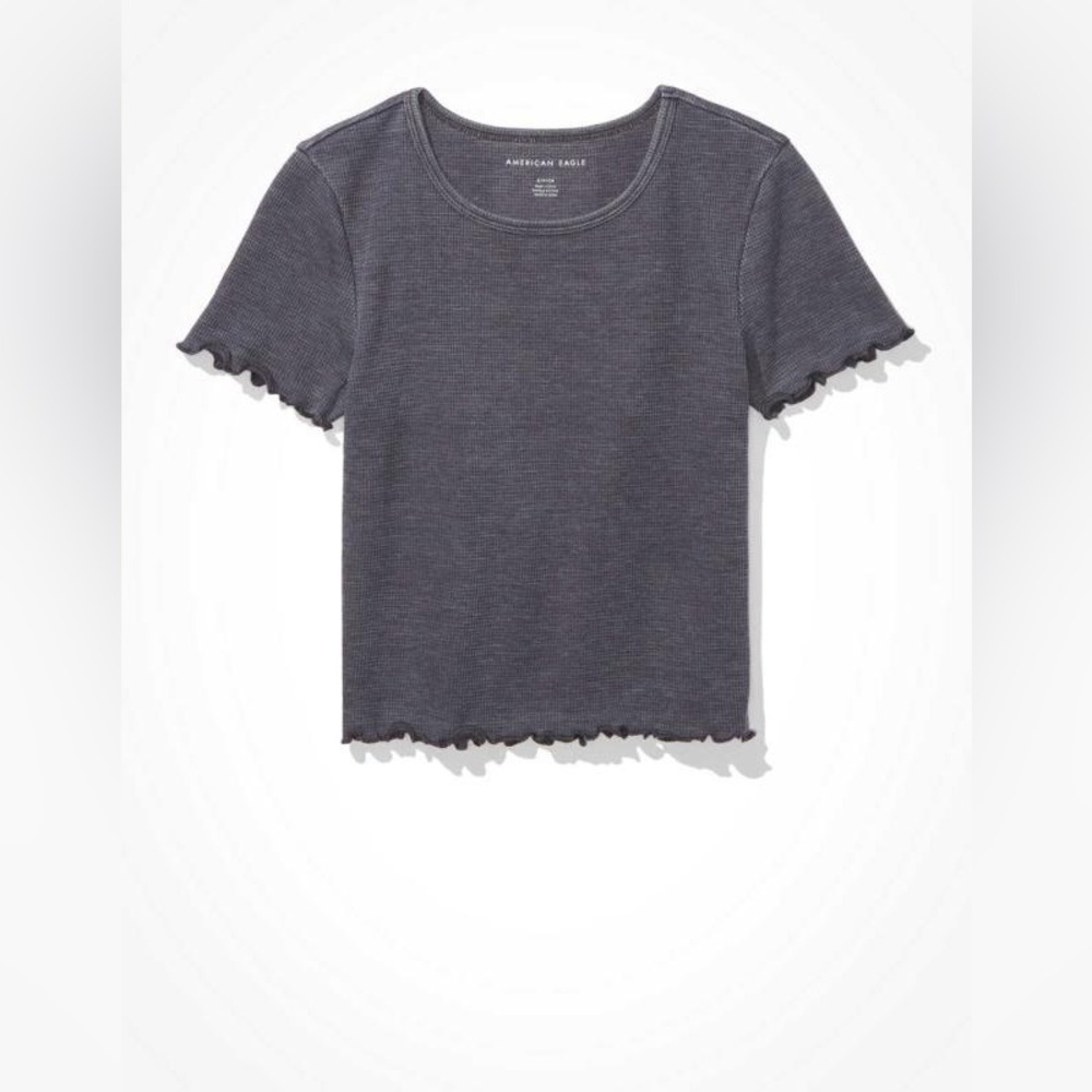 American Eagle Outfitters Gray Fitted Crop Tee